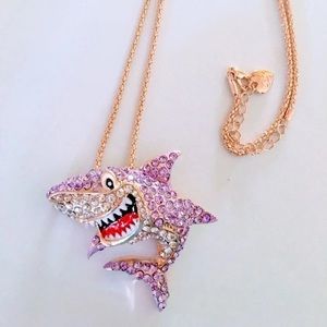 Purple crystal studded Cartoon Shark Necklace